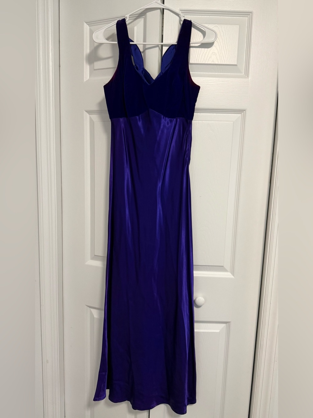 Vintage Elegant Satin and Velvet Maxi Slip Dress - Deep Purple - Steppin Out